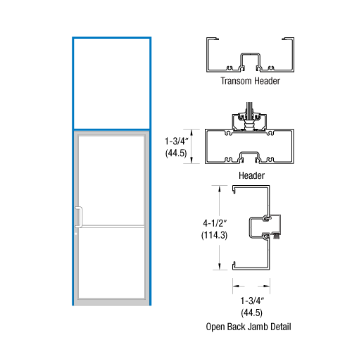 CRL-U.S. Aluminum 0B61271 Custom Sized and Custom KYNAR Paint Series 450 Open Back Offset Pivot Transom Frame Complete (1F)