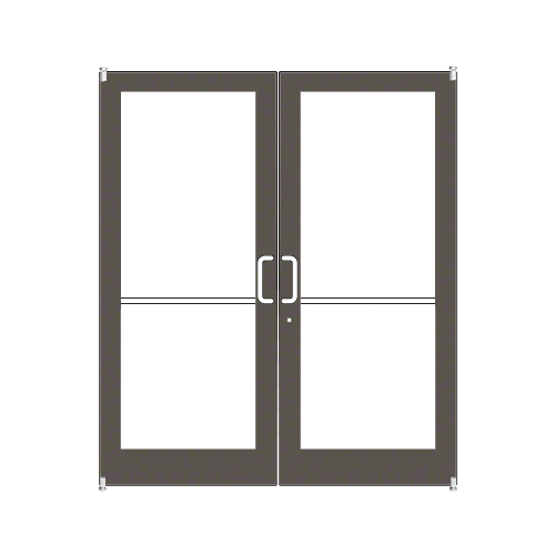 Bronze Black Anodized Custom Pair Series 400 Medium Stile Offset Pivot Entrance Doors for Surface Mount Door Closers