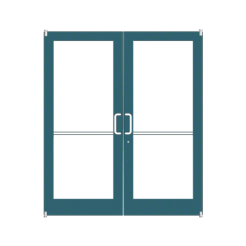 Custom KYNAR Paint Custom Pair Series 400 Medium Stile Offset Pivot Entrance Doors for Surface Mount Door Closers