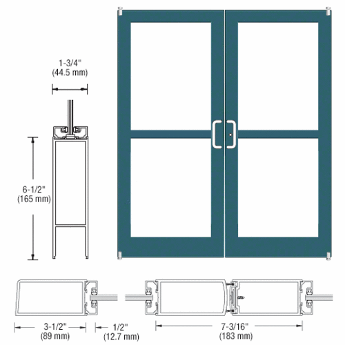 Custom KYNAR Paint Custom Pair Series 400 Medium Stile Offset Pivot Entrance Doors For Panics for Surface Mount Door Closers