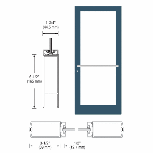 CRL-U.S. Aluminum DC41771 Custom KYNAR Paint Custom Single Series 400 Medium Stile Center Pivot Entrance Door for Overhead Concealed Door Closer
