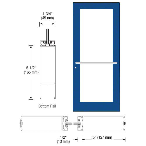 CRL-U.S. Aluminum DC51771 Custom KYNAR Paint Custom Single Series 550 Wide Stile Center Pivot Entrance Door for Overhead Concealed Door Closer