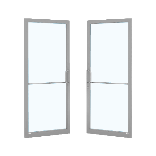 Clear Anodized Class 1 Custom Pair Series 250T Narrow Stile Geared Hinge Thermal Entrance Doors for Surface Mount Door Closers