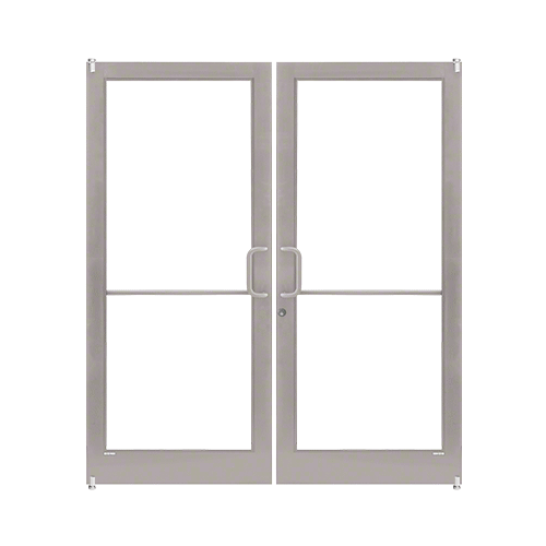 Clear Anodized Class 1 Custom Pair Series 400T Thermal Medium Stile Offset Pivot Entrance Doors for Surface Mount Door Closers