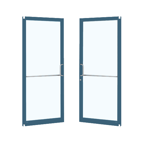 Custom KYNAR Paint Custom Pair Series 250T Narrow Stile Offset Pivot Thermal Entrance Doors for Surface Mount Door Closers