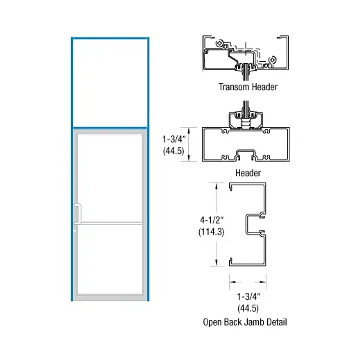CRL-U.S. Aluminum 0B51211R36 Clear Anodized 39-1/2" x 126" Series 450 Right Hand Open Back Offset Pivot Transom Frame Complete (1FT)