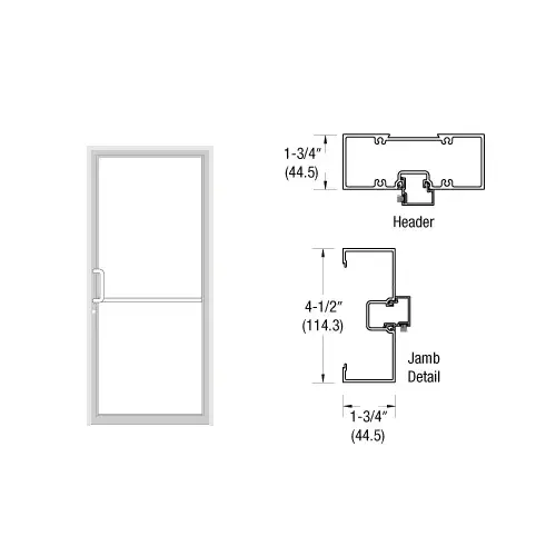 CRL-U.S. Aluminum 0B41552 Custom Sized White KYNAR Paint Series 450 Open Back Butt Hinge Up and Over Frame Complete (1F)