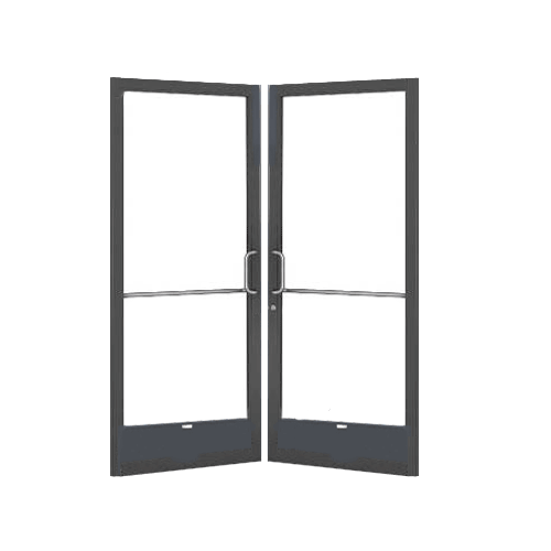 Bronze Black Anodized 250 Series Narrow Stile Pair 6'0 x 7'0 Offset Hung with Geared Hinged Complete ADA Door(s) with Lock Indicator, Cylinder Guard - for 1" Glazing