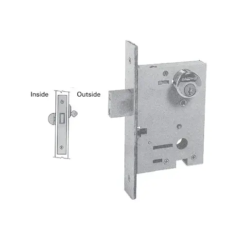 Turn by Cylinder Deadlock 2-3/4" Backset Mortise Lock Body Bright Chrome Finish