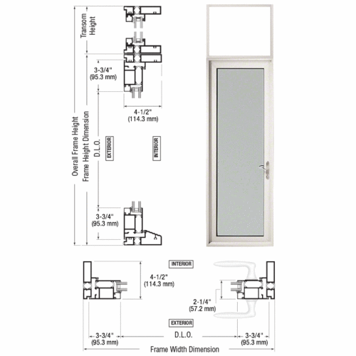 Custom Series 925 White KYNAR Paint Hinged Right Swing Out Patio Single Door with 10" Bottom Rail and Low Profile ThresholdHinged Right Swing Out Patio Single Door with 10" Bottom Rail and Low Profile Threshold