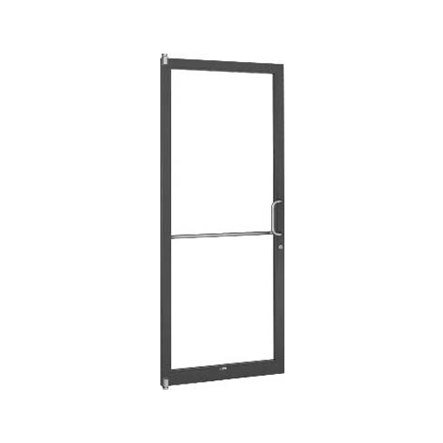 Bronze Black Anodized 250 Series Narrow Stile (LHR) HLSO Single 3'0 x 7'0 Offset Hung with Pivots for Surf Mount Closer Complete Door for 1" Glass with Standard MS Lock and Bottom Rail