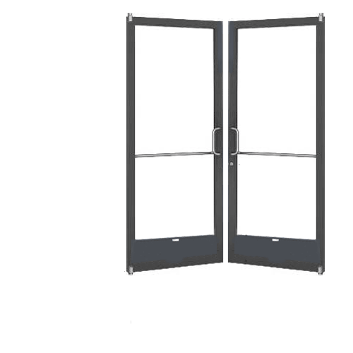Bronze Black Anodized 250 Series Narrow Stile Pair 6'0 x 7'0 Offset Hung with Pivots for Surf Mount Closer Complete Door for 1" Glass with Standard MS Lock and Bottom Rail