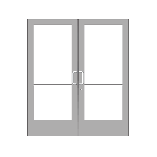 Clear Anodized 400 Series Medium Stile Pair 6'0 x 7'0 Offset Hung with Geared Hinged Complete Door for 1" Glass with Standard MS Lock and Bottom Rail