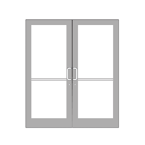 Clear Anodized 400 Series Medium Stile Pair 6'0 x 7'0 Offset Hung with Geared Hinged Complete Door for 1" Glass with Standard MS Lock and Bottom Rail