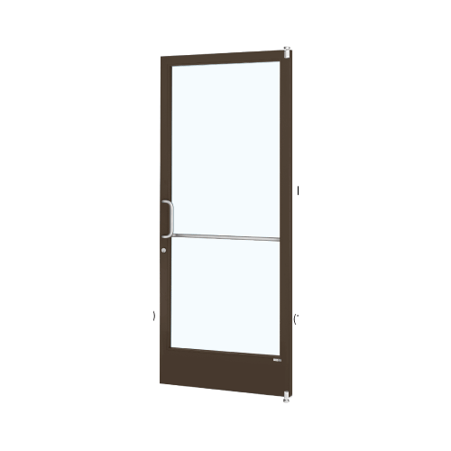 Bronze Black Anodized 250 Series Narrow Stile Active Leaf of Pair 3'0 x 7'0 Offset Hung with Pivots for Surface Mount Closer Complete ADA Door with Lock Indicator, Cylinder Guard - for 1" Glazing
