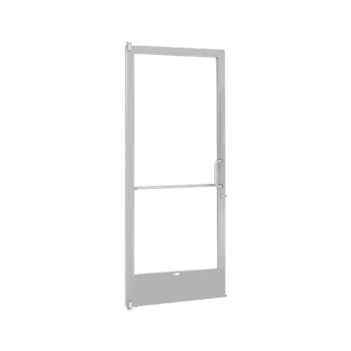 Clear Anodized 250 Series Narrow Stile (LHR) HLSO Single 3'0 x 7'0 Offset Hung with Pivots for Surface Mount Closer Complete ADA Door, Lock Indicator, Cylinder Guard - for 1" Glazing