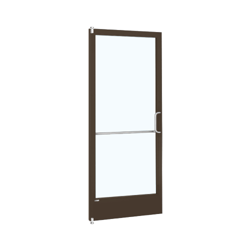Bronze Black Anodized 250 Series Narrow Stile Inactive Leaf of Pair 3'0 x 7'0 Offset Hung with Pivots for Surface Mount Closer Complete ADA Door with Lock Indicator, Cylinder Guard - for 1" Glazing