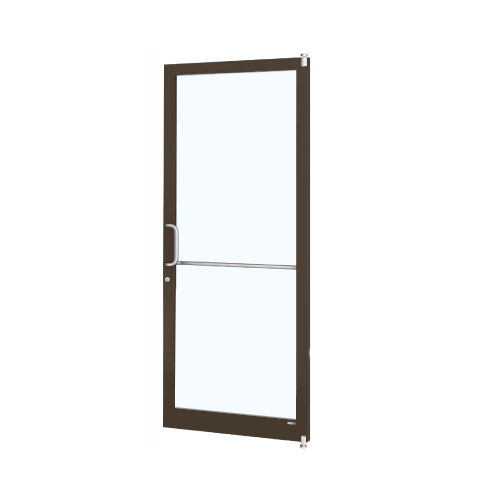Bronze Black Anodized 250 Series Narrow Stile Active Leaf of Pair 3'0 x 7'0 Offset Hung with Pivots for Surf Mount Closer Complete Door for 1" Glass with Standard MS Lock and Bottom Rail