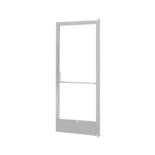Clear Anodized 250 Series Narrow Stile (RHR) HRSO Single 3'0 x 7'0 Offset Hung with Pivots for Surf Mount Closer Complete Door for 1" Glass with Standard MS Lock and Bottom Rail