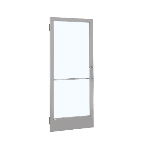 Clear Anodized 250 Series Narrow Stile Pair 6'0 x 7'0 Offset Hung with Butt Hinges for Surface Mount Closer Complete ADA Doors with Lock Indicator, Cylinder Guard - for 1/4" Glazing