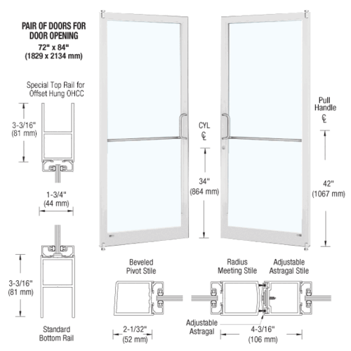 CRL-U.S. Aluminum DC22152 White KYNAR Paint Custom Pair Series 250 ...