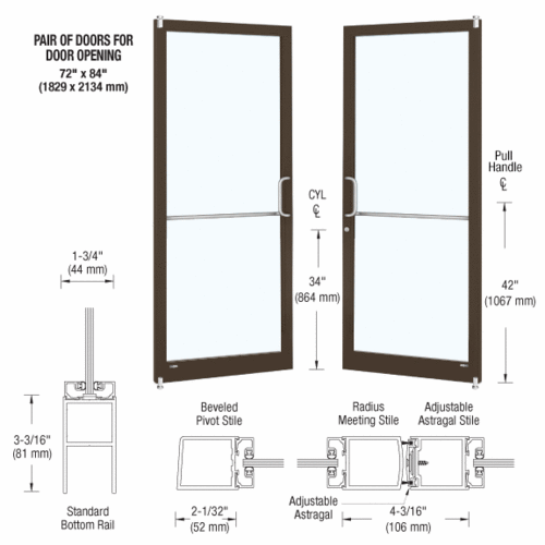 CRL-U.S. Aluminum DC22222 Bronze Black Anodized Custom Pair Series 250 ...