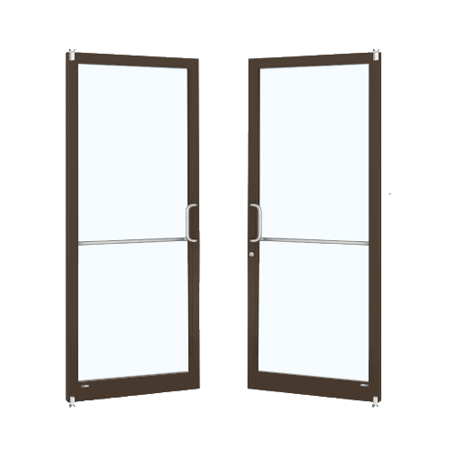 Bronze Black Anodized Custom Pair Series 250 Narrow Stile Offset Pivot Entrance Doors for Surface Mount Door Closers