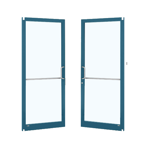 Custom KYNAR Paint Custom Pair Series 250 Narrow Stile Offset Pivot Entrance Doors for Surface Mount Door Closers