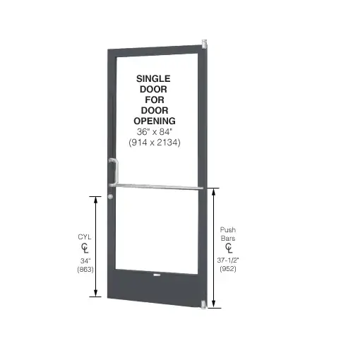 Bronze Black Anodized 250 Series Narrow Stile (RHR) HRSO Single 3'0 x 7'0 Offset Hung with Pivots for Surf Mount Closer Complete Door Std. Lock and 9-1/2" Bottom Rail