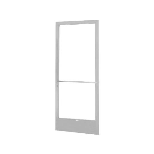 Clear Anodized 250 Series Narrow Stile (RHR) HRSO Single 3'0 x 7'0 Center Hung for OHCC w/Standard Push Bars Complete Door Std. Lock and 9-1/2" Bottom Rail