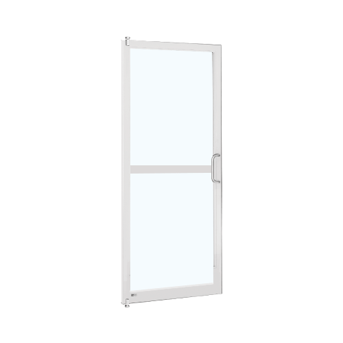 White KYNAR Paint 250 Series Narrow Stile Inactive Leaf of Pair 3'0 x 7'0 Offset Hung with Pivots for Surf Mount Closer Complete Panic Door with Std. Panic and Bottom Rail