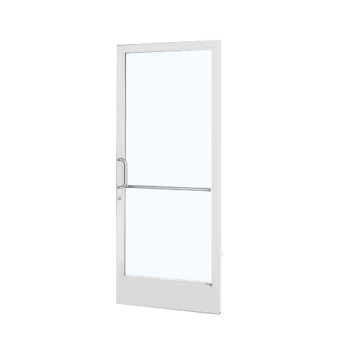 White KYNAR Paint 250 Series Narrow Stile Active Leaf of Pair 3'0 x 7'0 Offset Hung with Pivots for Surf Mount Closer Complete Door / Std. MS Lock, 7-1/2" Standard Bottom Rail