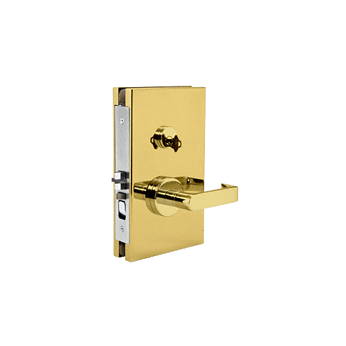 Polished Brass 6" x 10" RHR Center Lock With Deadlatch in Office Function