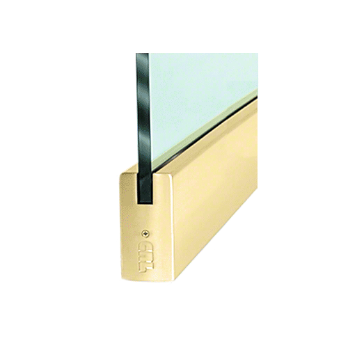 CRL DR4SPB12S Polished Brass 1/2" Glass 4" Square Door Rail Without Lock - 35-3/4" Length