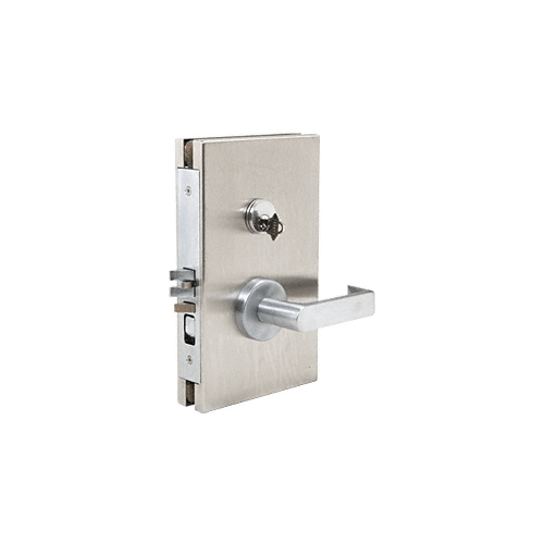 Brushed Stainless 6" x 10" RH Center Lock with Deadlatch in Office Function