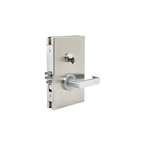 Brushed Stainless 6" x 10" RH Center Lock with Deadlatch in Office Function