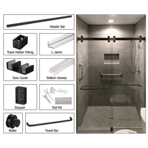 Crl Cam73mbl Matte Black Deluxe 180 Degree Cambridge Series Two Door Bypass Sliding Shower Door System