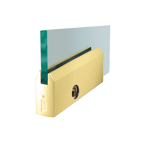 CRL DR4TPB12PL Polished Brass 1/2" Glass 4" Tapered Door Rail With Lock - 9-1/2" Patch
