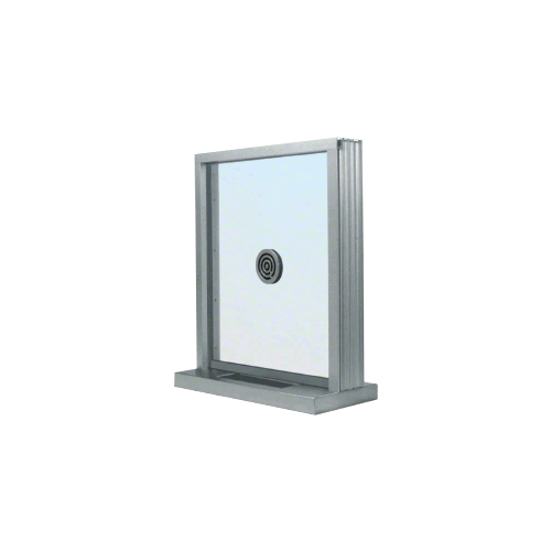 CRL S1EW3636A Satin Anodized Bullet Resistant 36" Wide Exterior Window with Speak-Thru and Shelf with Deal Tray for Walls 4-7/8" Thick
