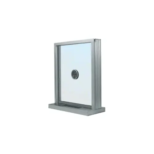 CRL S1EW3636A Satin Anodized Bullet Resistant 36" Wide Exterior Window with Speak-Thru and Shelf with Deal Tray for Walls 4-7/8" Thick