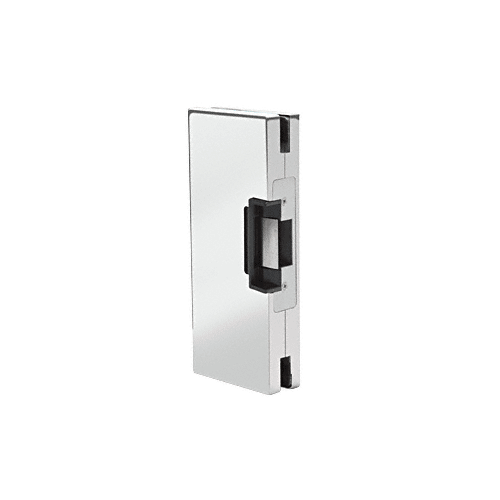 Polished Stainless 4" x 10" LH/RHR Custom Center Lock Glass Keeper with Deadlatch Electric Strike