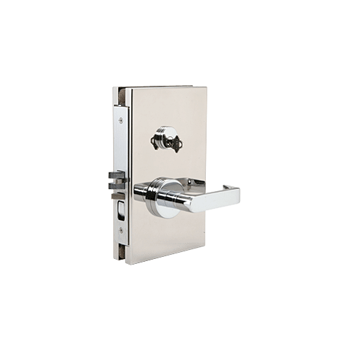 Polished Stainless 6" x 10" RH Center Lock with Deadlatch in Office Function