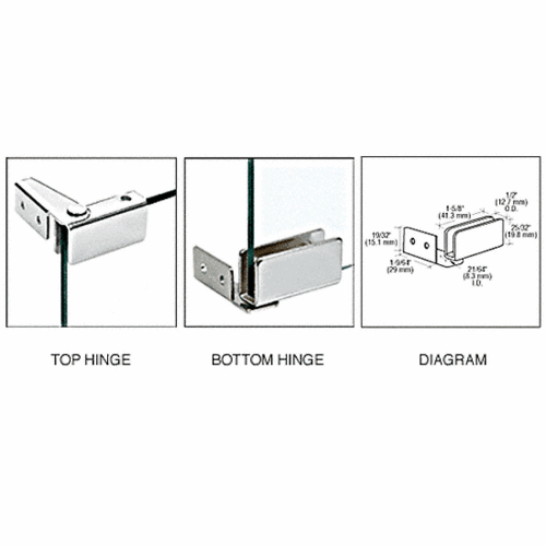 CRL Chrome Surface Mount Glass Door Hinges GDH96CH