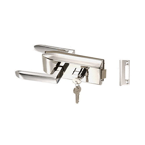 Polished Stainless Glass Mounted Latch with Lock and Thumbturn