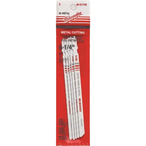 Jig Saw Blade, 9/32 in W, 5-1/4 in L, 24 TPI, Bi-Metal Cutting Edge White - pack of 5