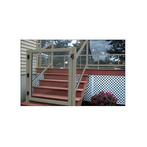 Beige Gray 36" 100 Series Aluminum Railing System Gate for 1/4" to 3/8" Glass