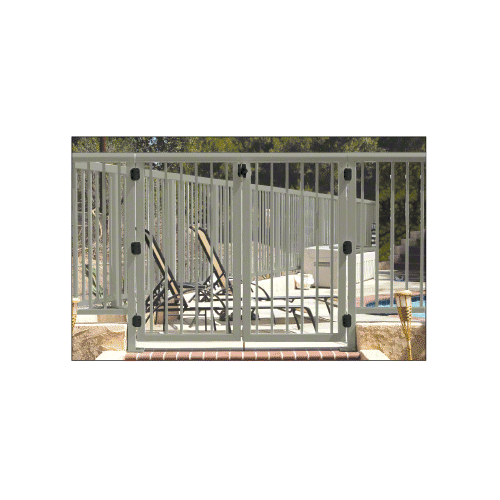 Beige Gray 36" 300 Series Aluminum Railing System Gate With Picket for 1/4" to 3/8" Glass