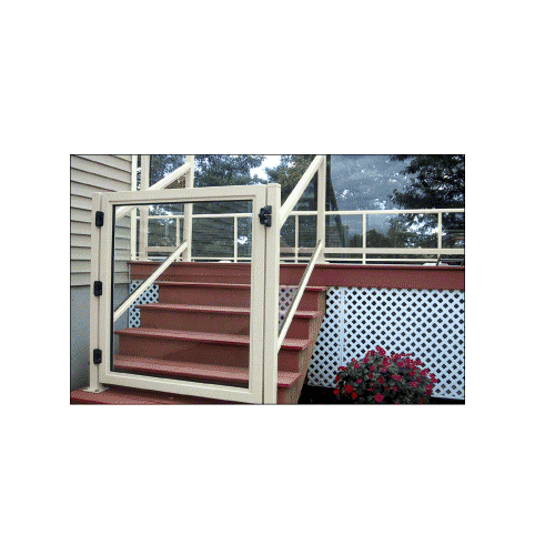 CRL 2GG36420W Oyster White 36" 200 Series Aluminum Railing System Gate for 1/4" to 3/8" Glass