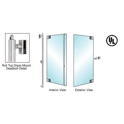 Polished Stainless Right Hand Reverse Roll Top Glass Mount Cylinder/Cylinder "Z" Exterior Top Securing Deadbolt Handle