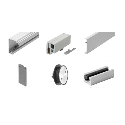 280 Satin Anodized Series Single Sliding Door Glass Fixed Panel Mount Installation Kit for 1/2" (12 mm) Tempered Glass